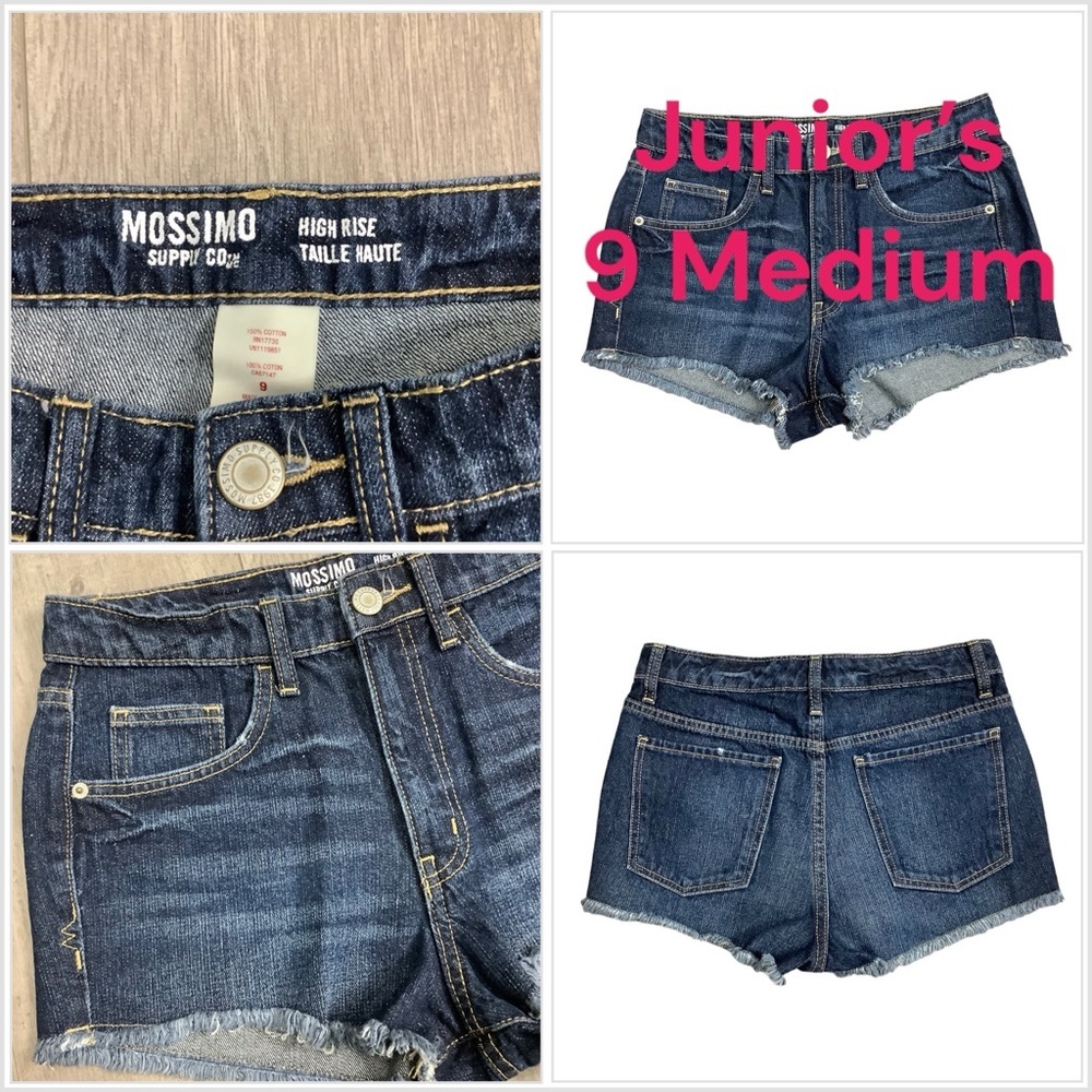 Junior’s Mossimo 9 M Medium Navy Blue Denim Jeans Chino Shorts Cut Offs Cotton